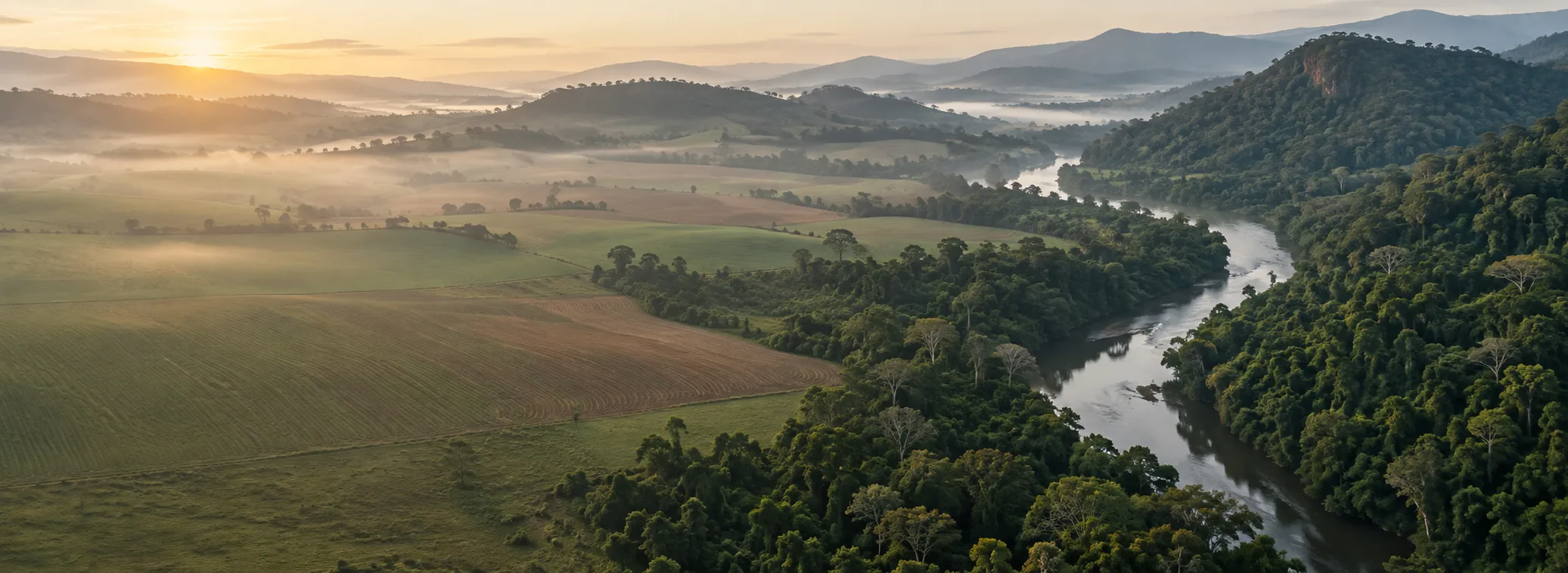 Território rural integrado a uma área de floresta nativa
